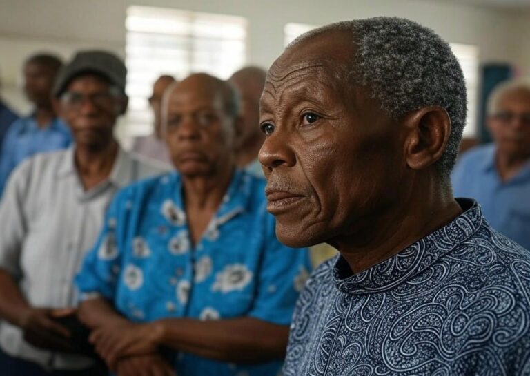 Older person grant beneficiary waiting at a SASSA office, ​SASSA Old Age Grant Beneficiaries Pay Challenges in May 2025​